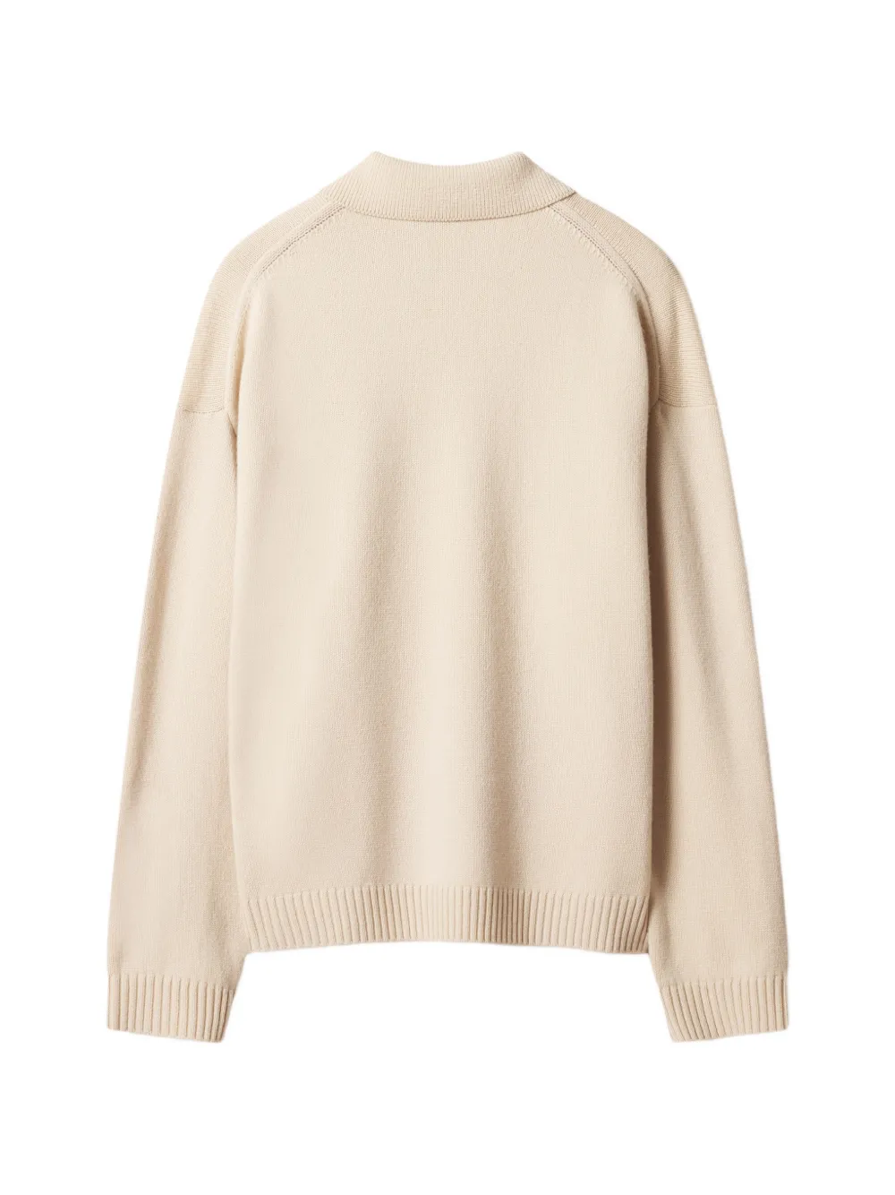 Maison Kitsuné fox-intarsia polo-collar sweater Beige
