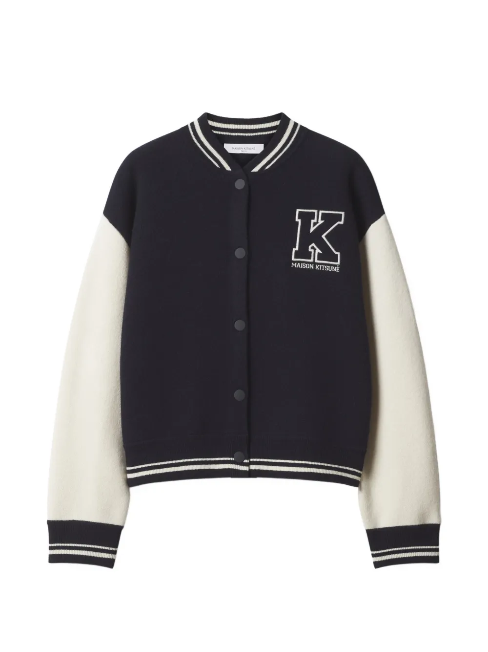 Maison Kitsuné logo-embroidered colour-block bomber jacket - Blu