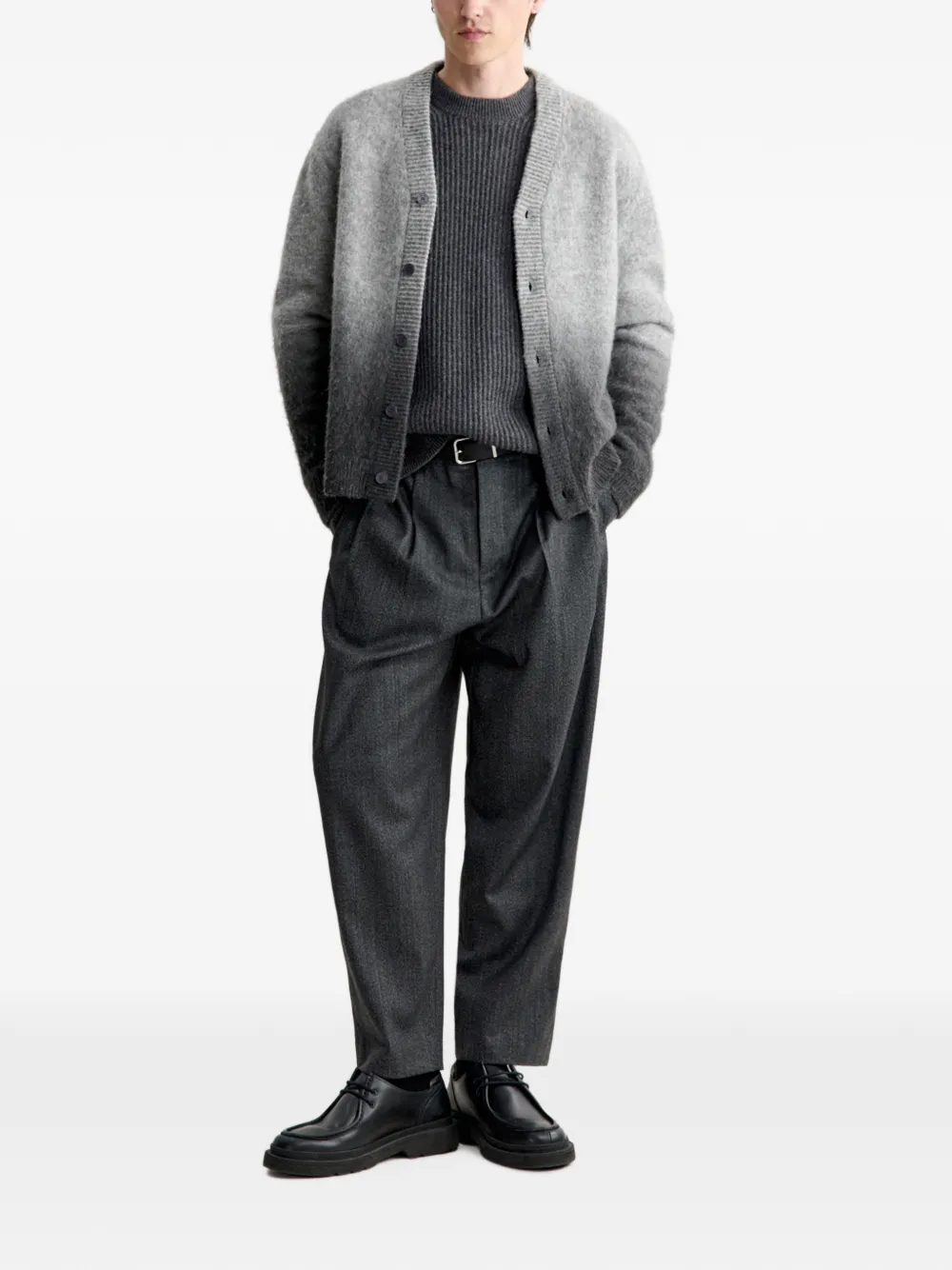 Maison Kitsuné ombré-effect V-neck cardigan Grijs