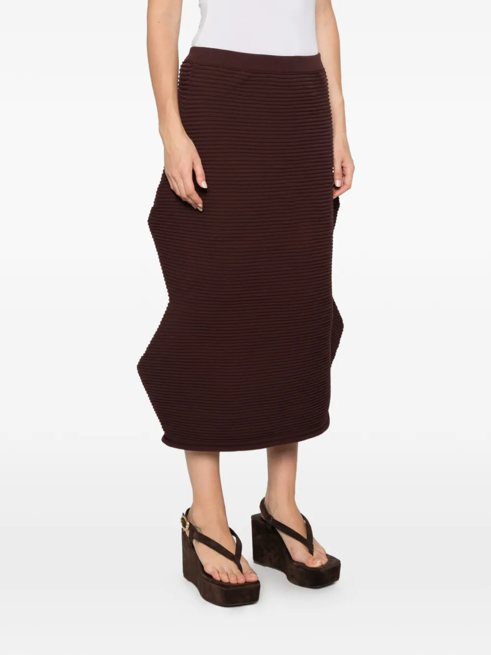 Pleats Please Issey Miyake Sculpturale plooirok Bruin