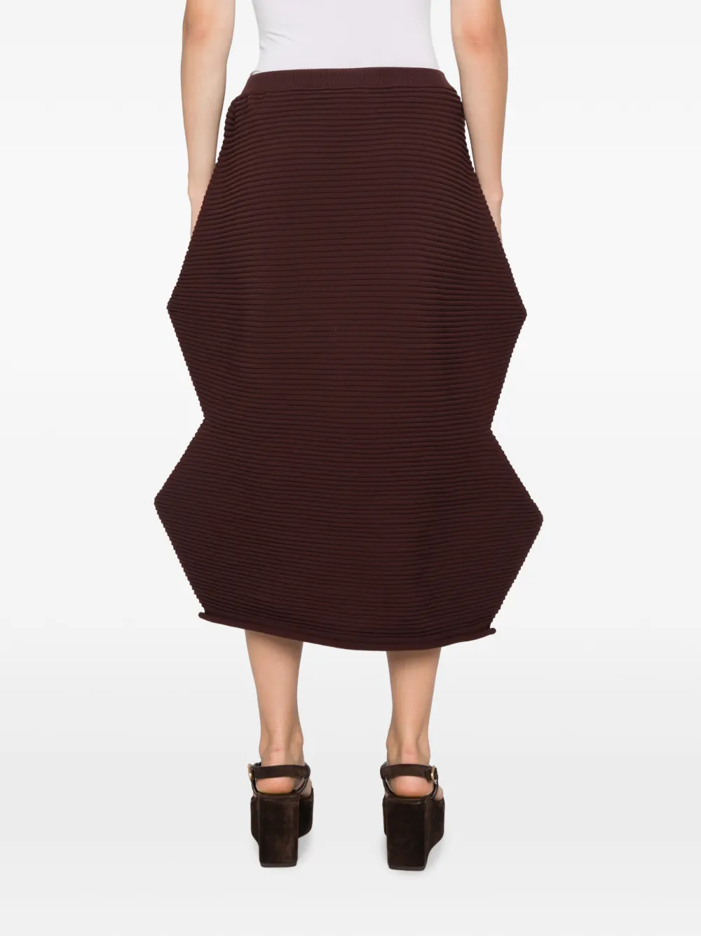 Pleats Please Issey Miyake Sculpturale plooirok Bruin