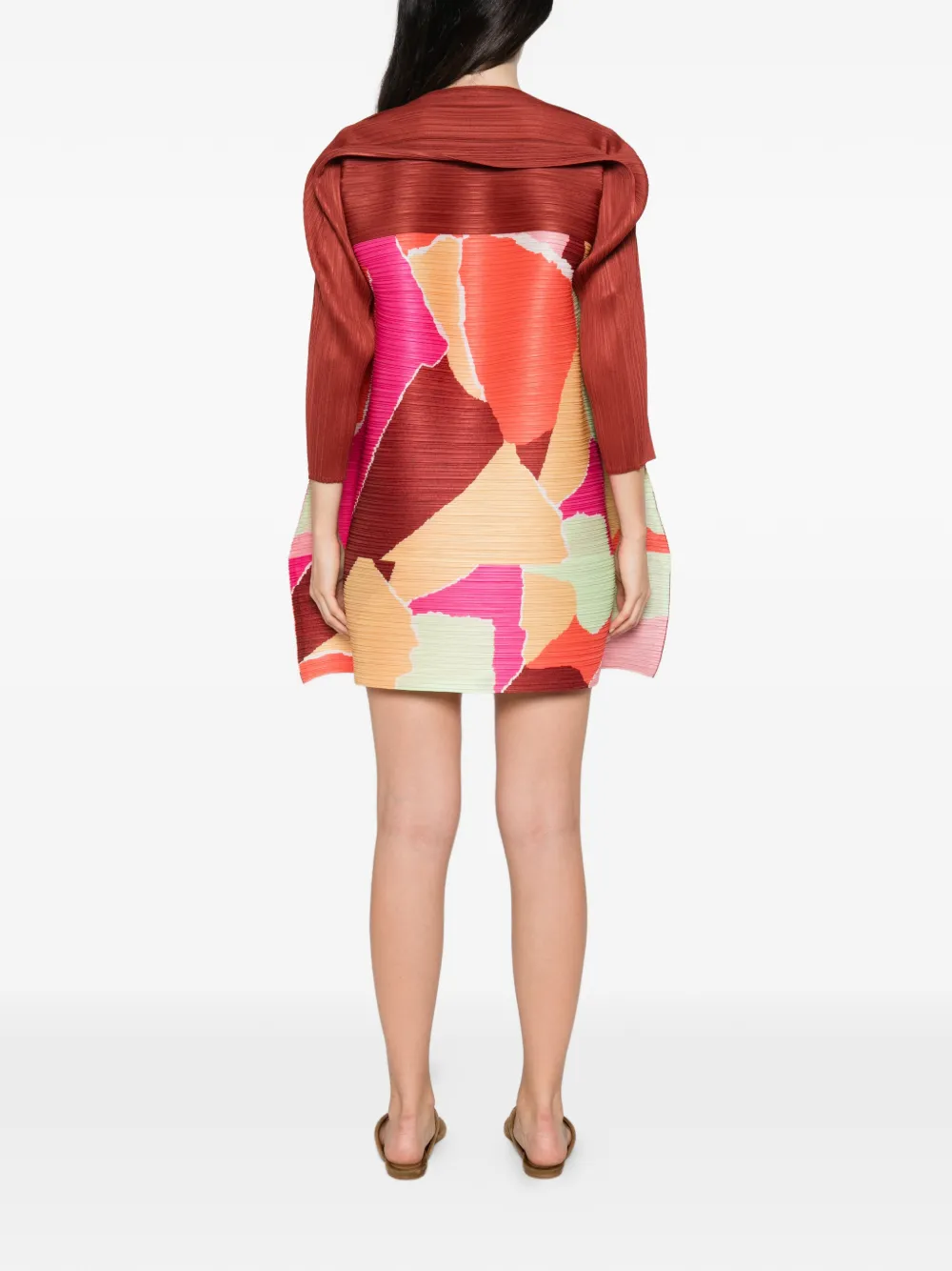 Pleats Please Issey Miyake Jurk met abstracte print Oranje