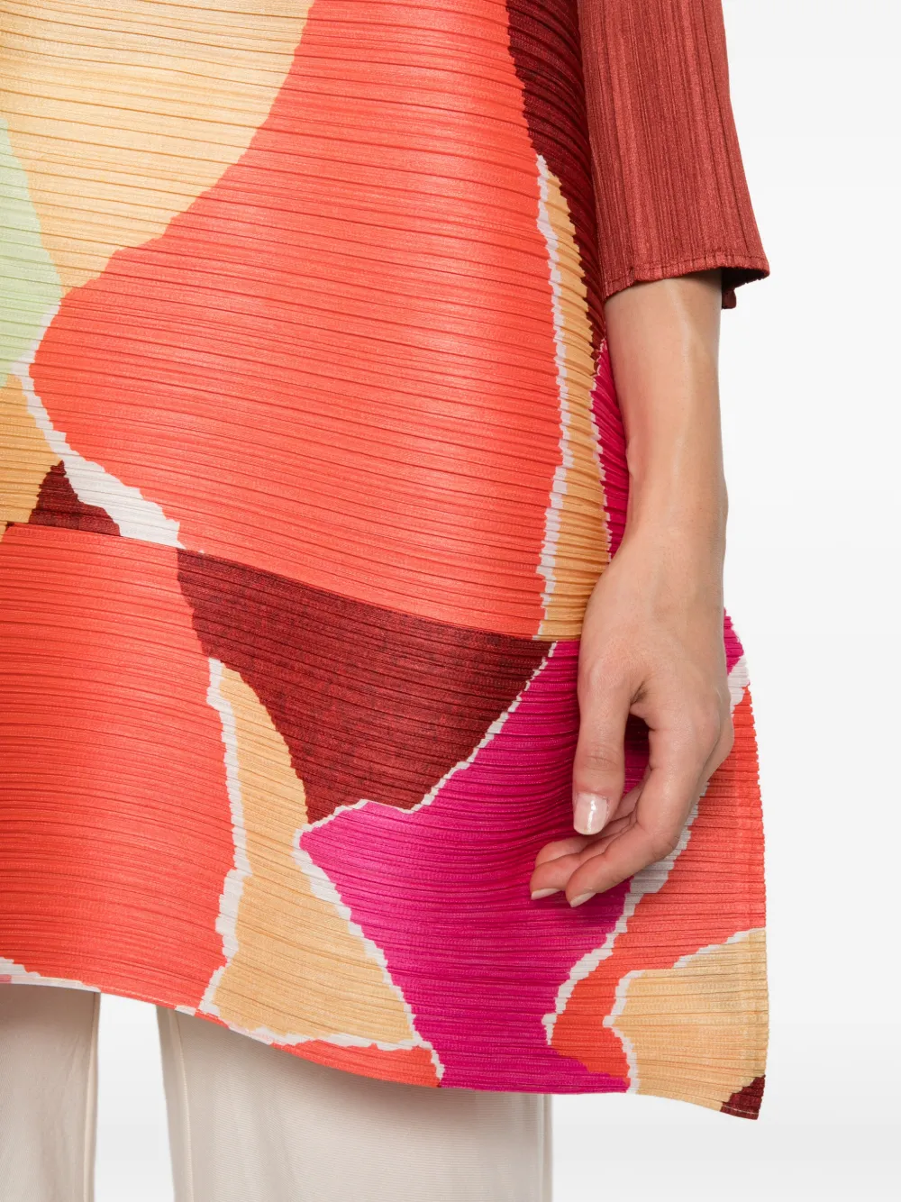 Pleats Please Issey Miyake Jurk met abstracte print Oranje