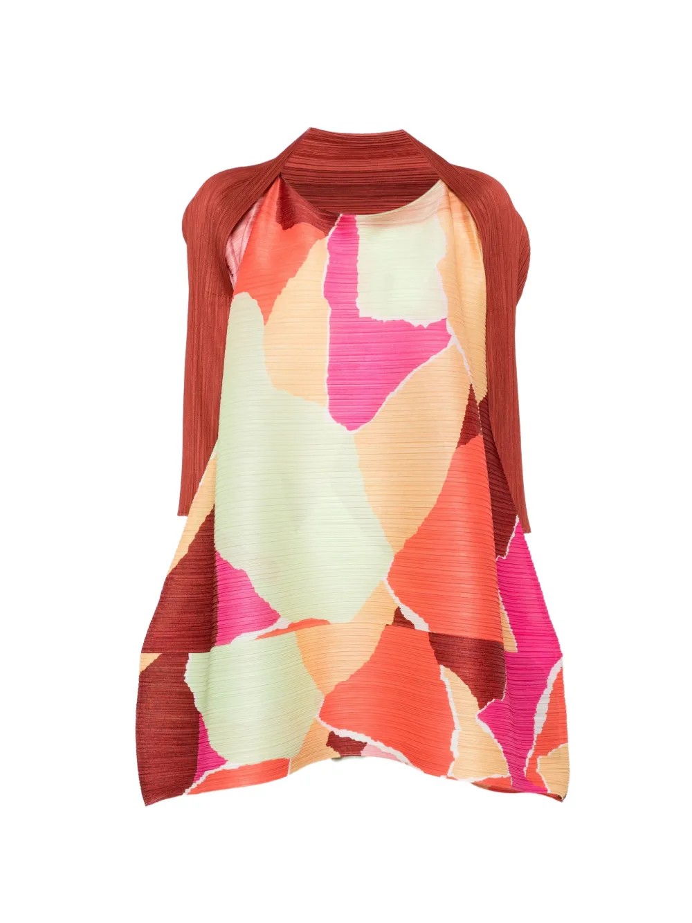 Pleats Please Issey Miyake abstract-print pleated dress - Orange
