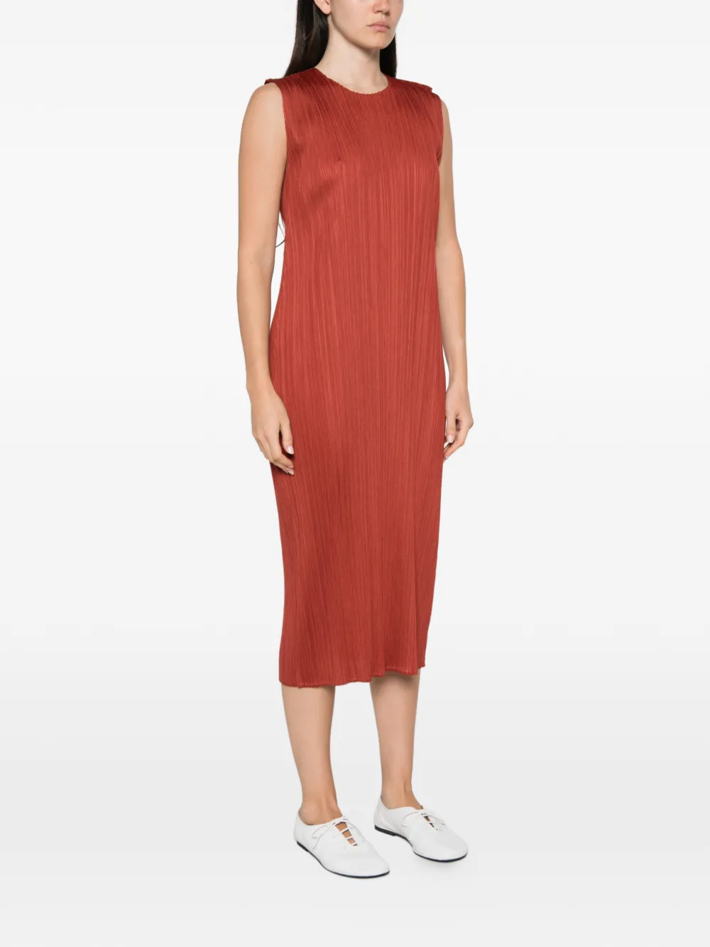 Pleats Please Issey Miyake Pleats mouwloze jurk Rood