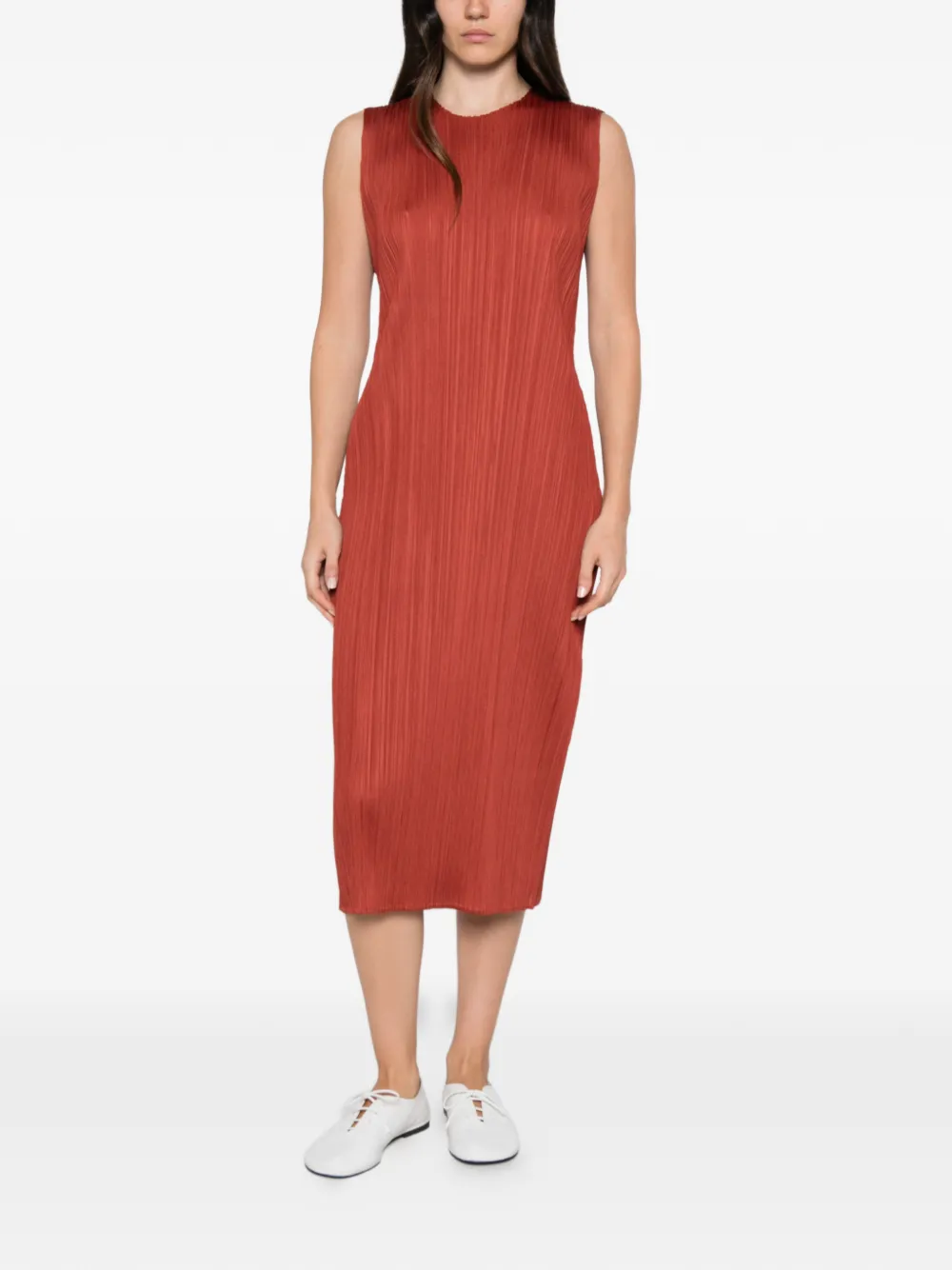 Pleats Please Issey Miyake Pleats mouwloze jurk Rood