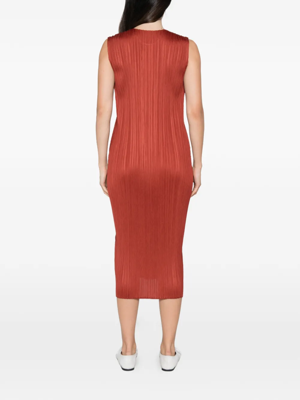 Pleats Please Issey Miyake Pleats mouwloze jurk Rood