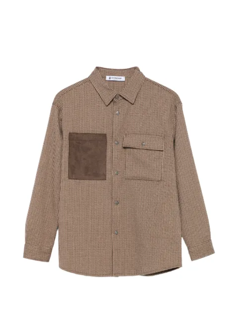 DONDUP KIDS houndstooth-pattern patch-detail shirt
