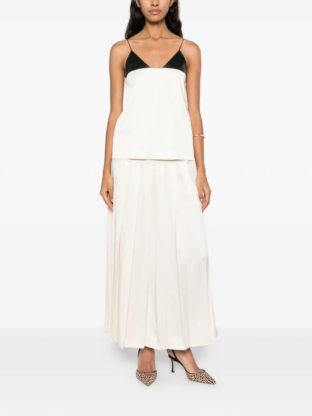 Semicouture colour-block camisole top Beige