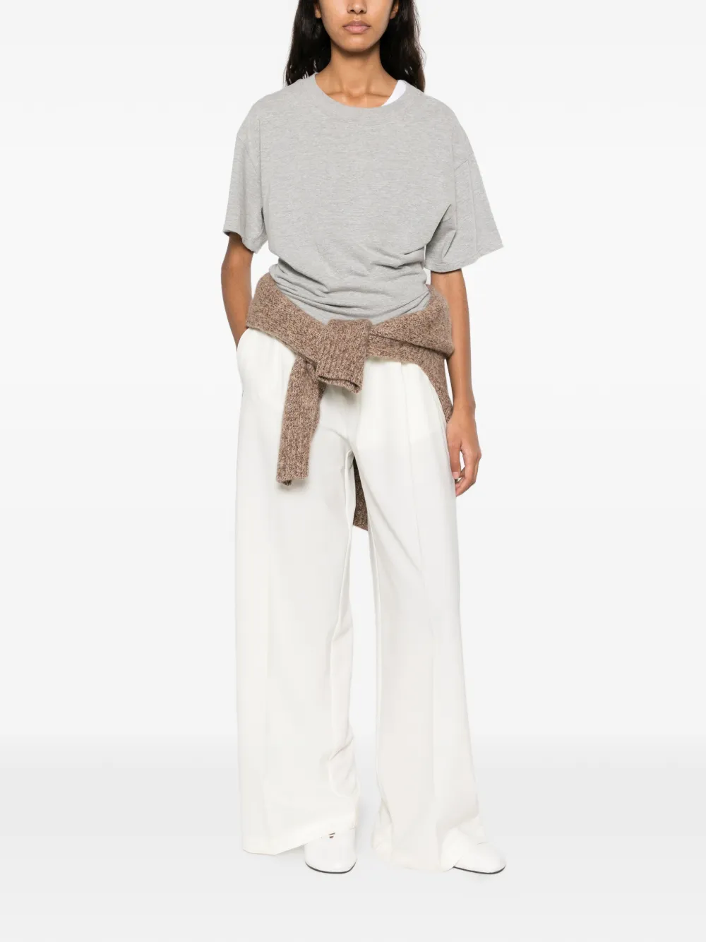 Semicouture elasticated-waistband palazzo pants Wit