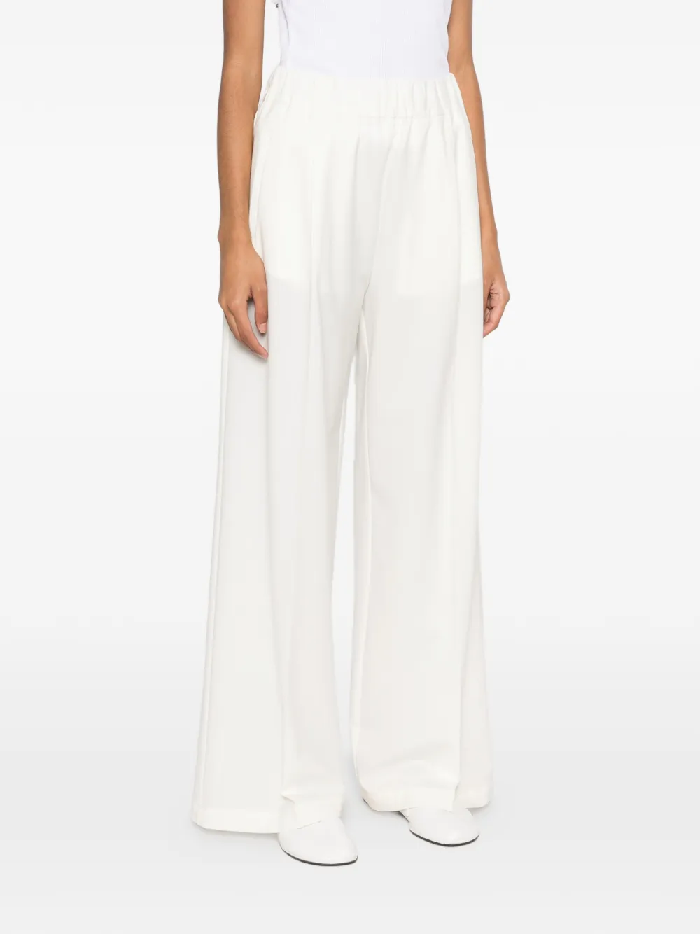 Semicouture elasticated-waistband palazzo pants Wit