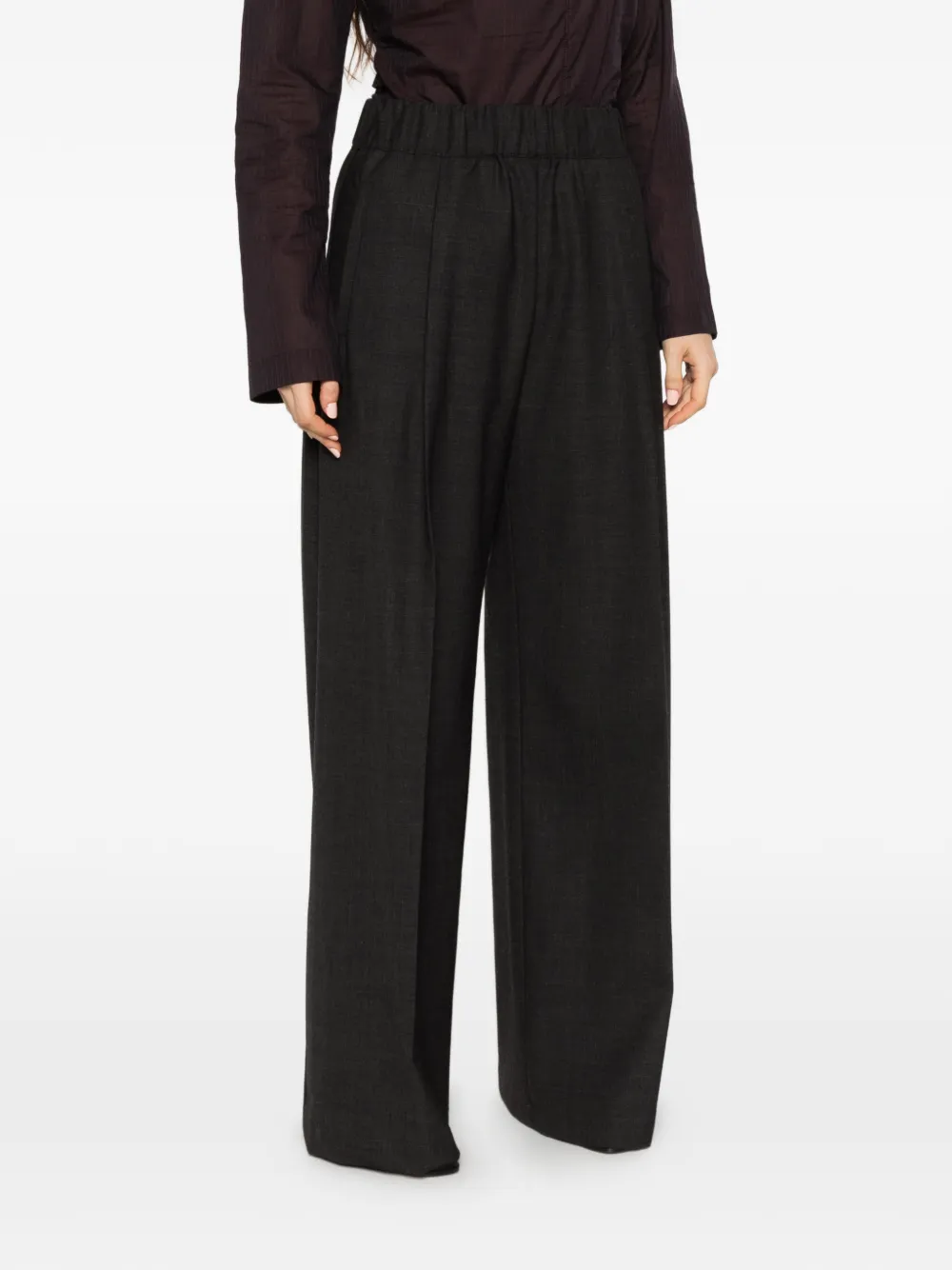 Semicouture elasticated-waistband straight-leg trousers Grijs