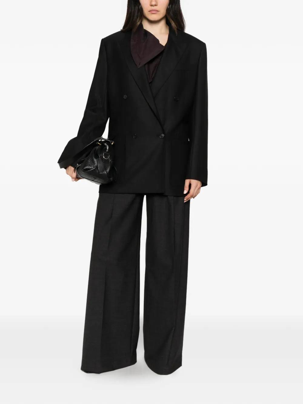 Semicouture elasticated-waistband straight-leg trousers Grijs
