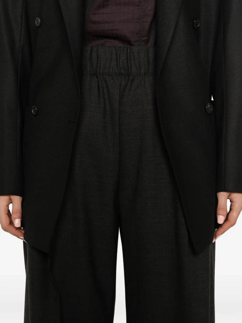 Semicouture elasticated-waistband straight-leg trousers Grijs