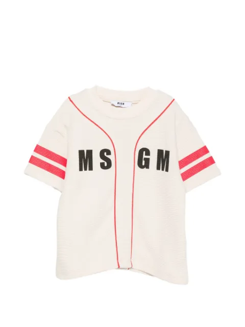 MSGM Kids logo-print waffle-knit T-shirt