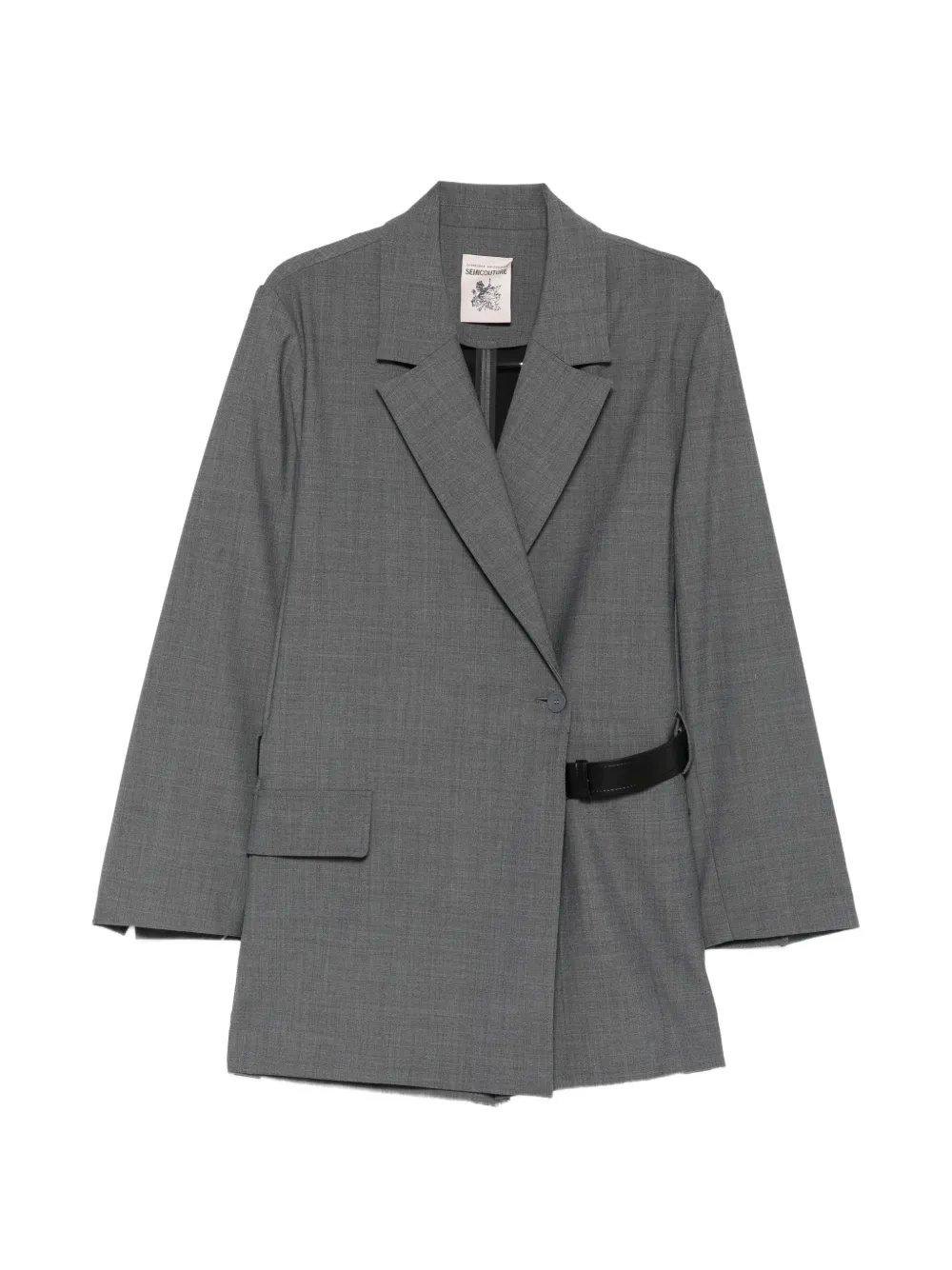 Semicouture belted double-breasted playsuit - Grigio