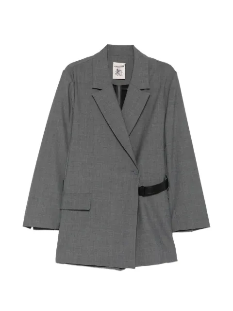 Semicouture belted double-breasted playsuit