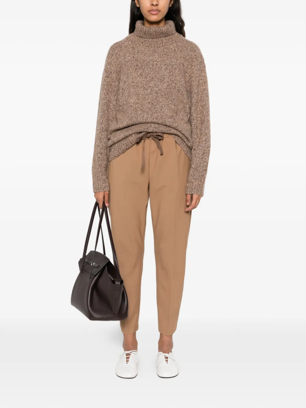 Semicouture drawstring straight-leg trousers Beige