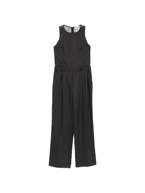 Semicouture sheer-panel pleated jumpsuit