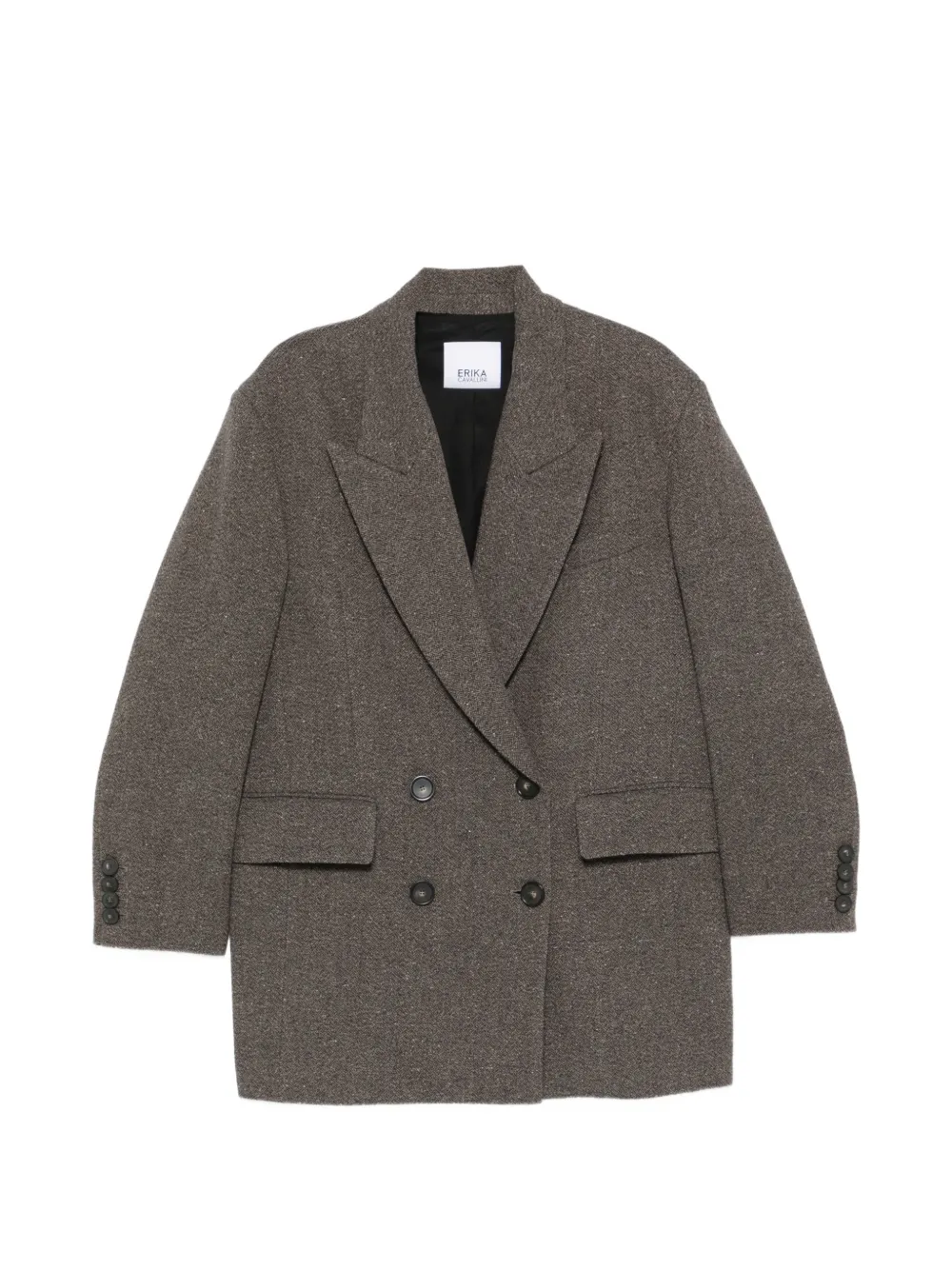 Erika Cavallini herringbone-pattern double-breasted coat - Marron