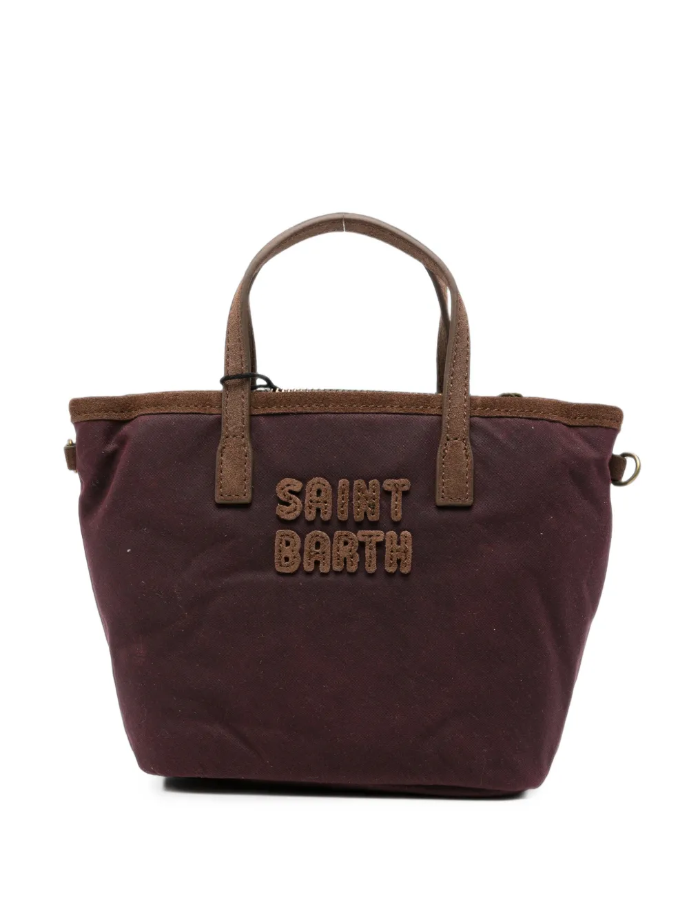 MC2 Saint Barth mini City logo-patch suede-trim tote bag