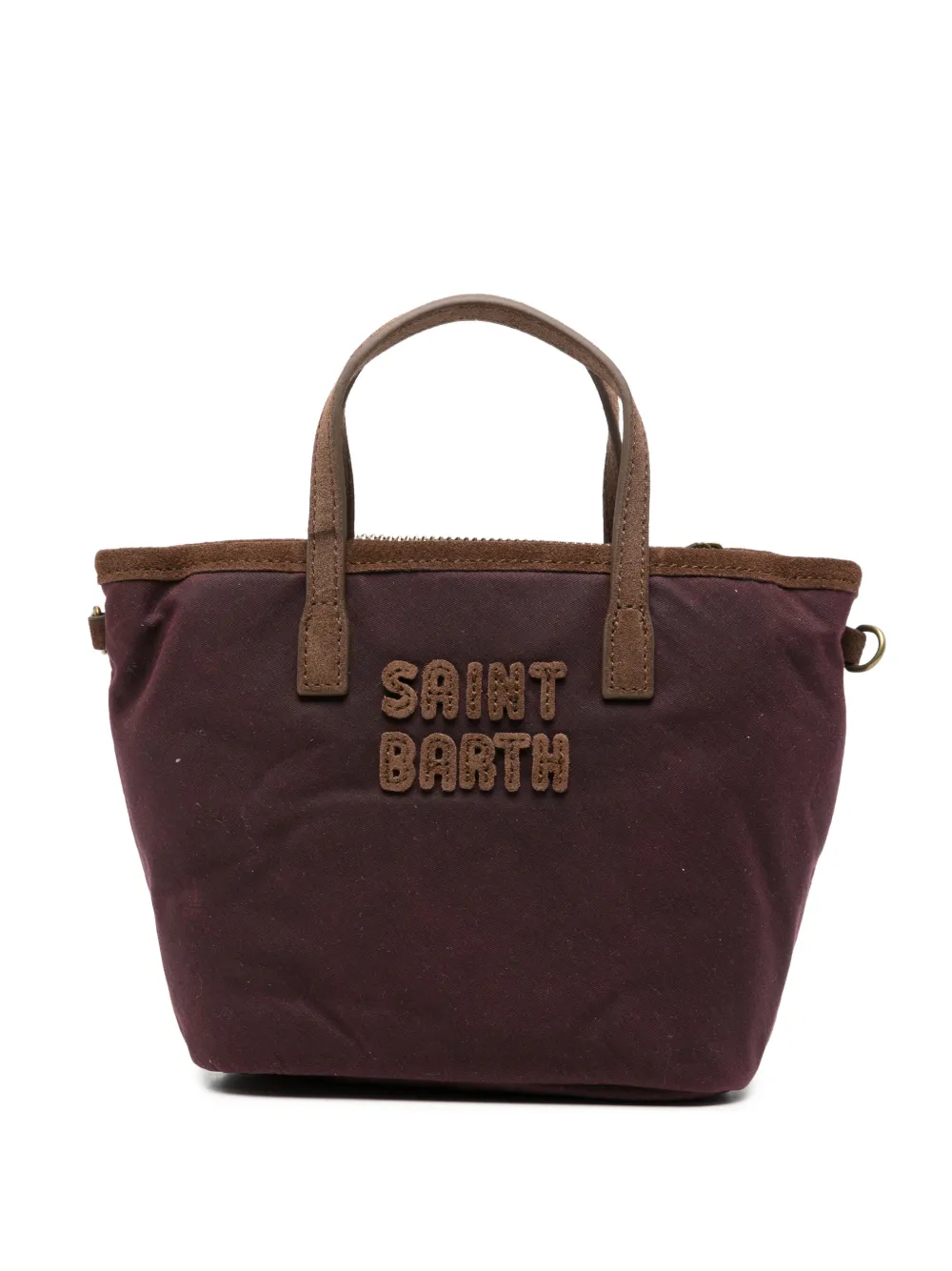 MC2 Saint Barth mini City logo-patch suede-trim tote bag