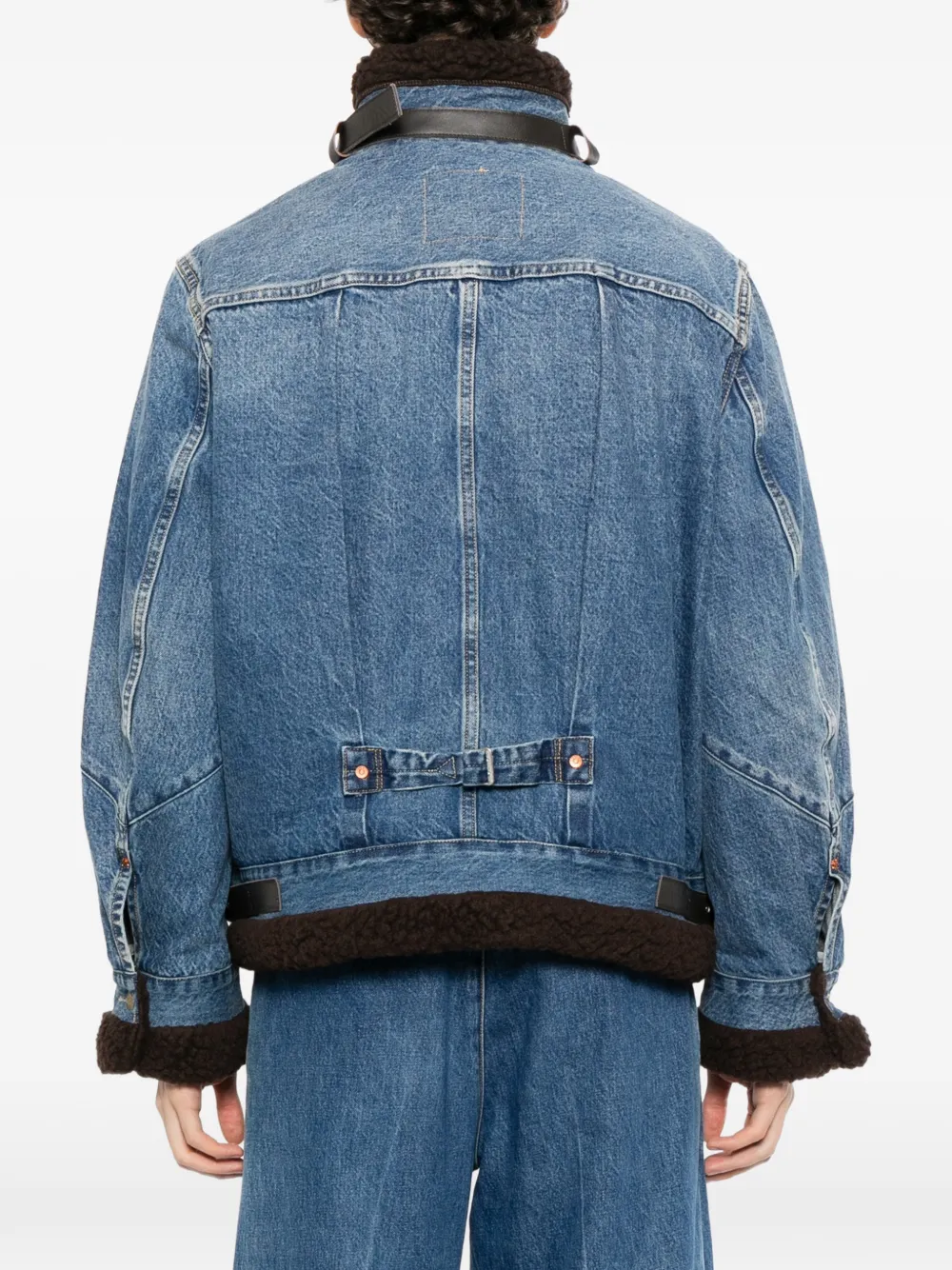 sacai x Levi's shearling-trim denim jacket Blauw