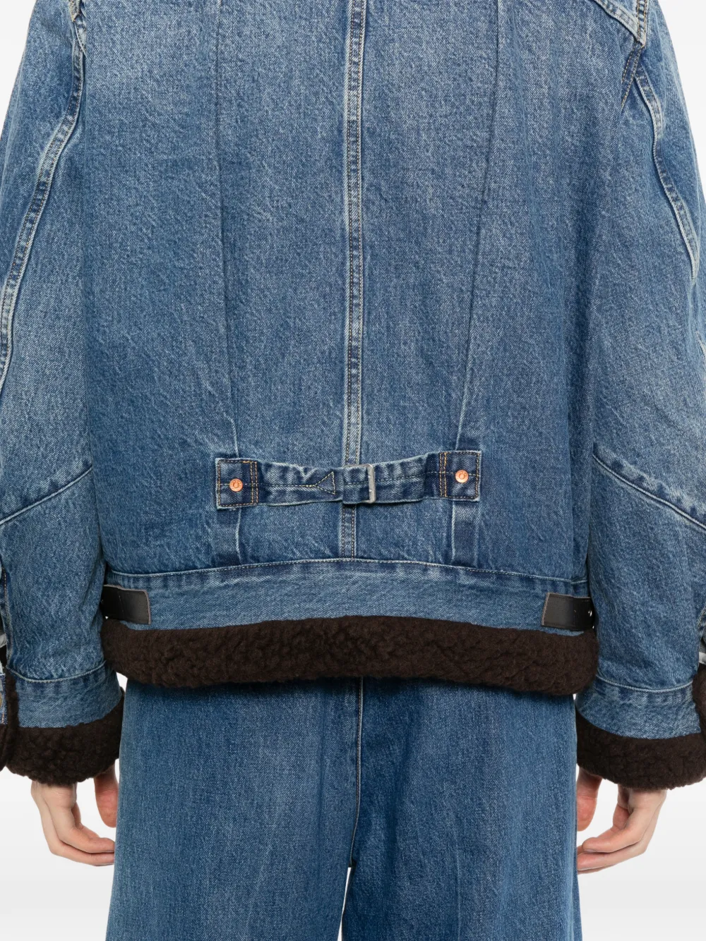 sacai x Levi's shearling-trim denim jacket Blauw