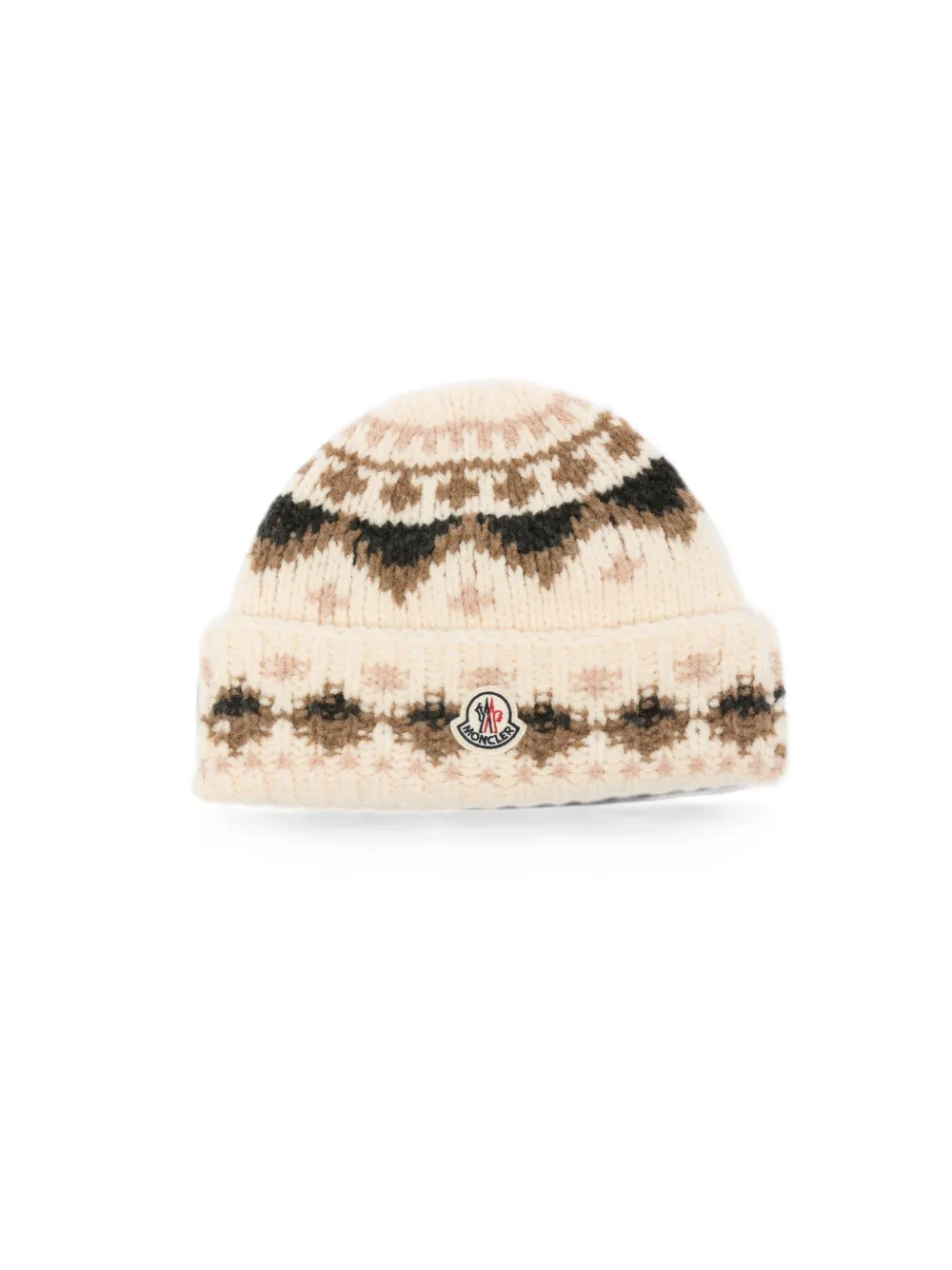 Moncler Fair Isle-knit beanie hat | Neutrals | Image 1
