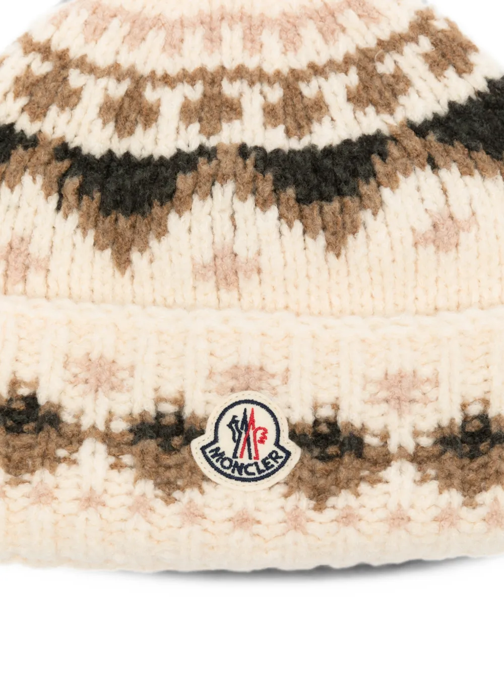 Moncler Gebreide muts met Fair Isle-patroon Beige