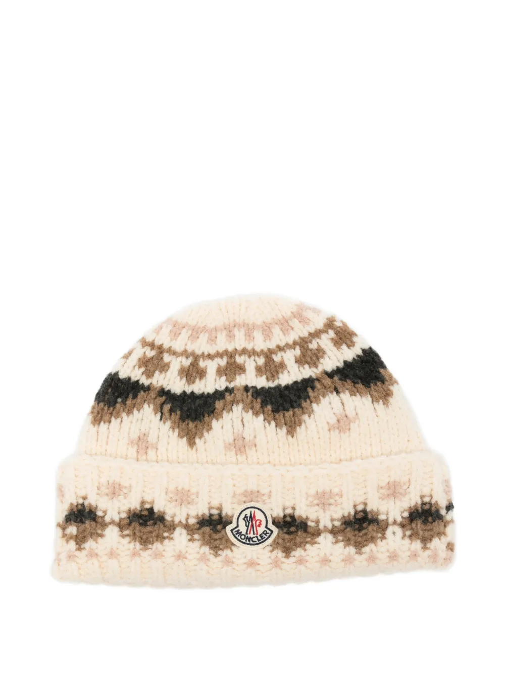 Moncler Fair Isle-knit beanie hat | Neutrals | Image 1