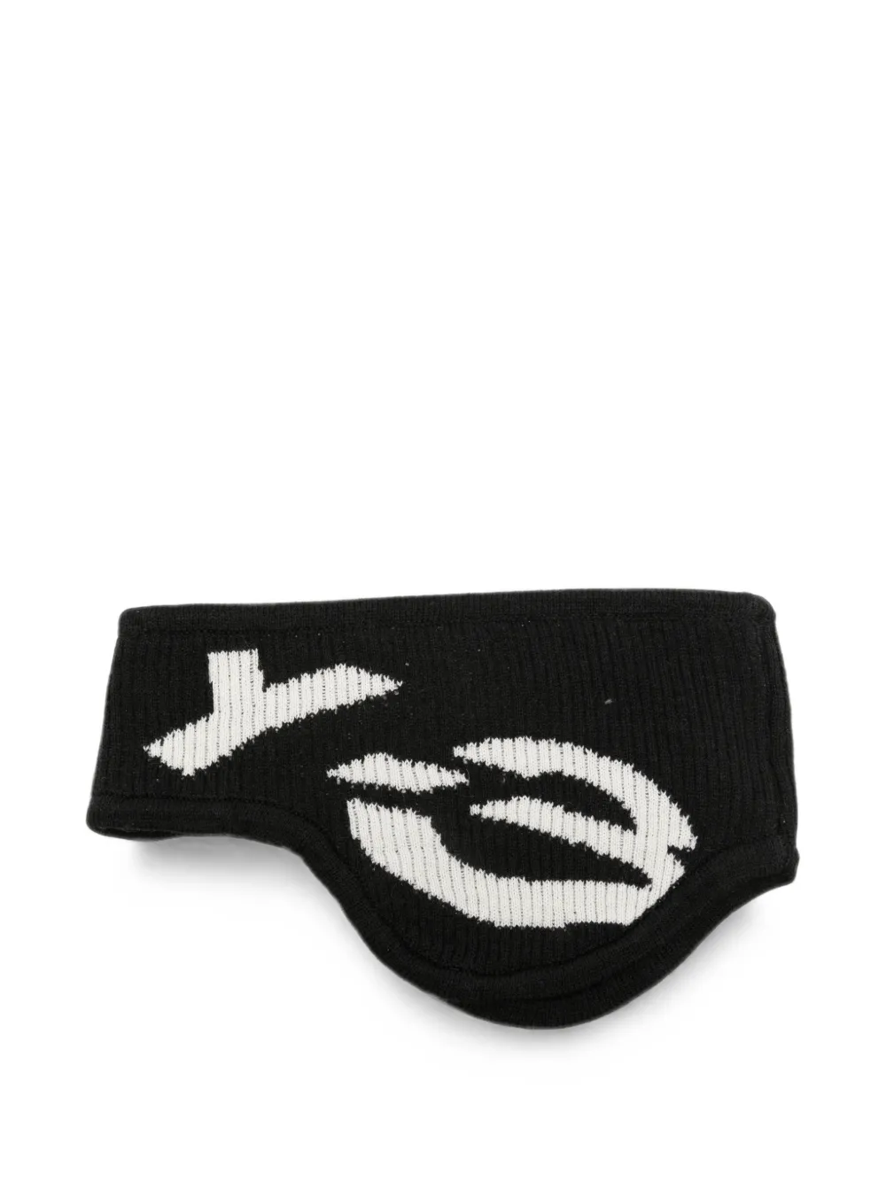 Y-3 x Yohji Yamamoto logo-intarsia ribbed headband - Noir