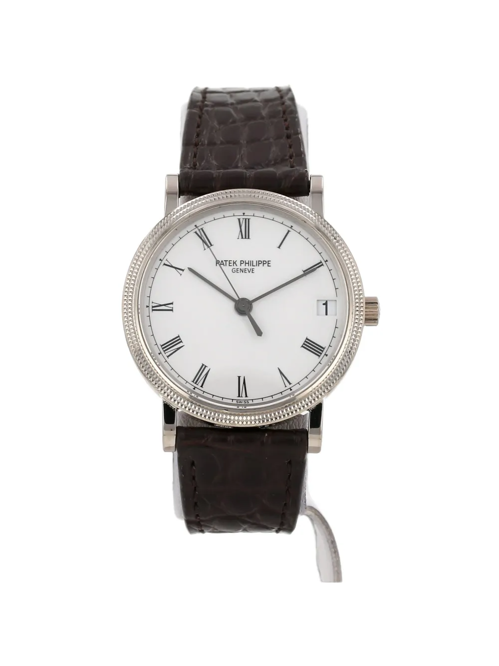 Pre-owned Patek Philippe Calatrava Clous De Paris 33mm Watch In White