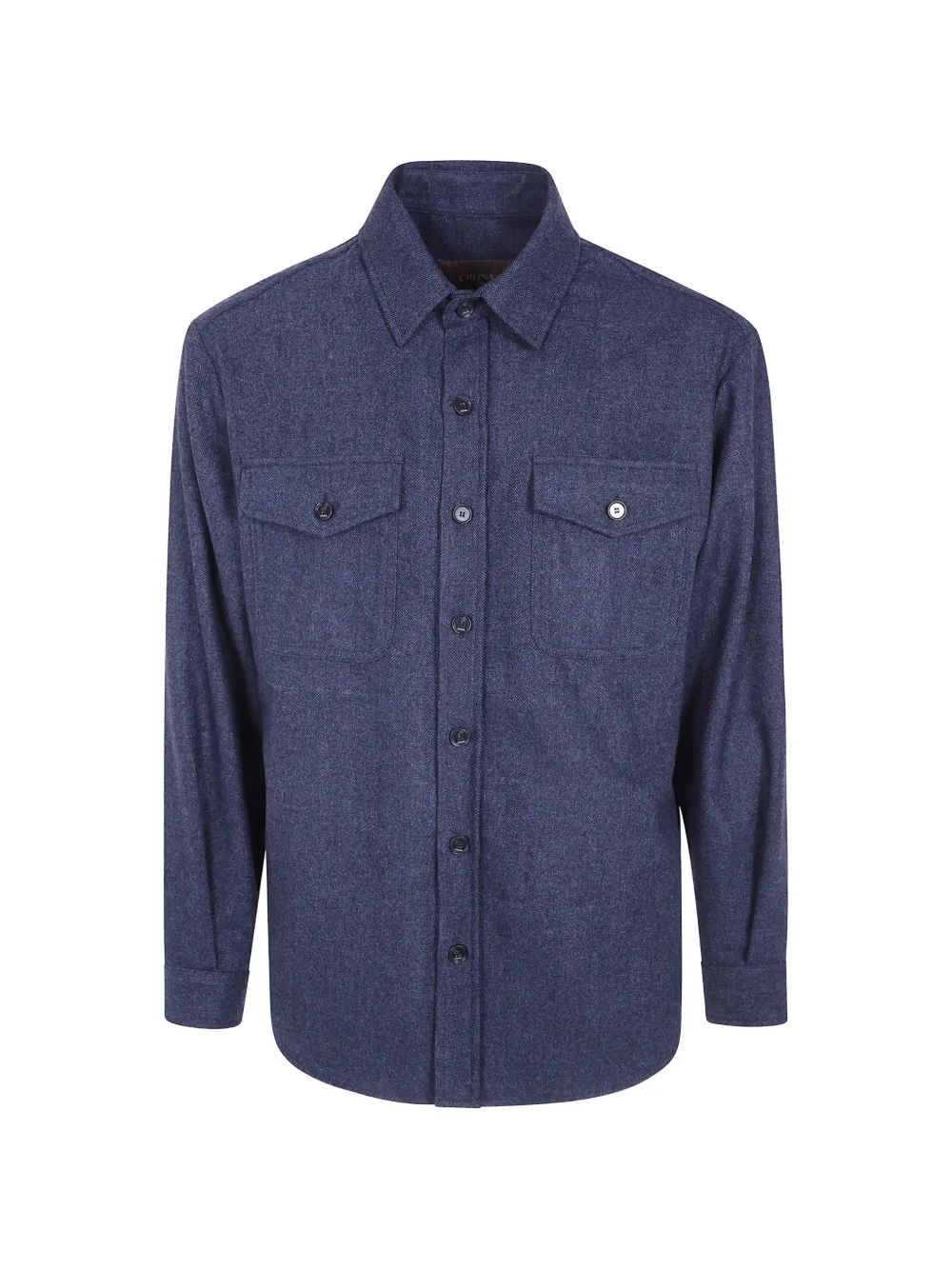 Cruna herringbone-pattern flap-pocket shirt