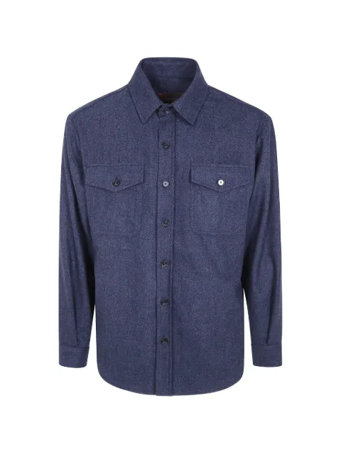 Cruna herringbone-pattern flap-pocket shirt