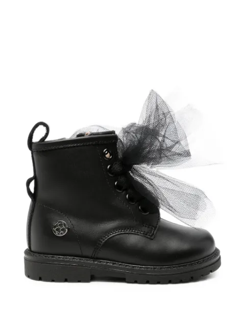 Florens tulle-bow leather boots