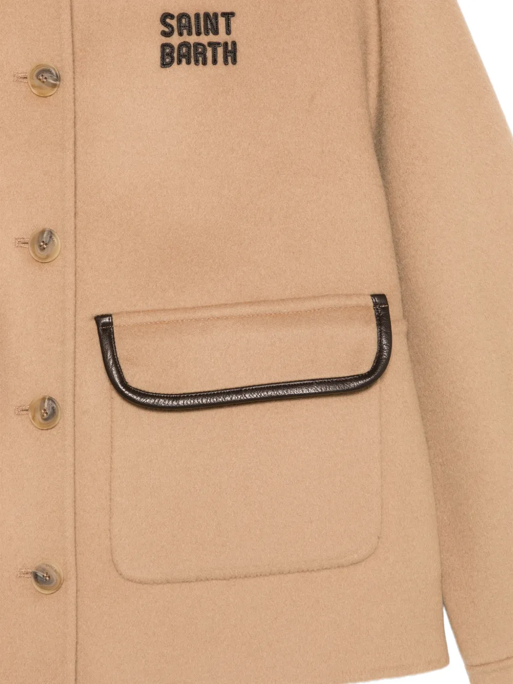 MC2 Saint Barth Glacienne contrast-collar logo-embroidered jacket Beige