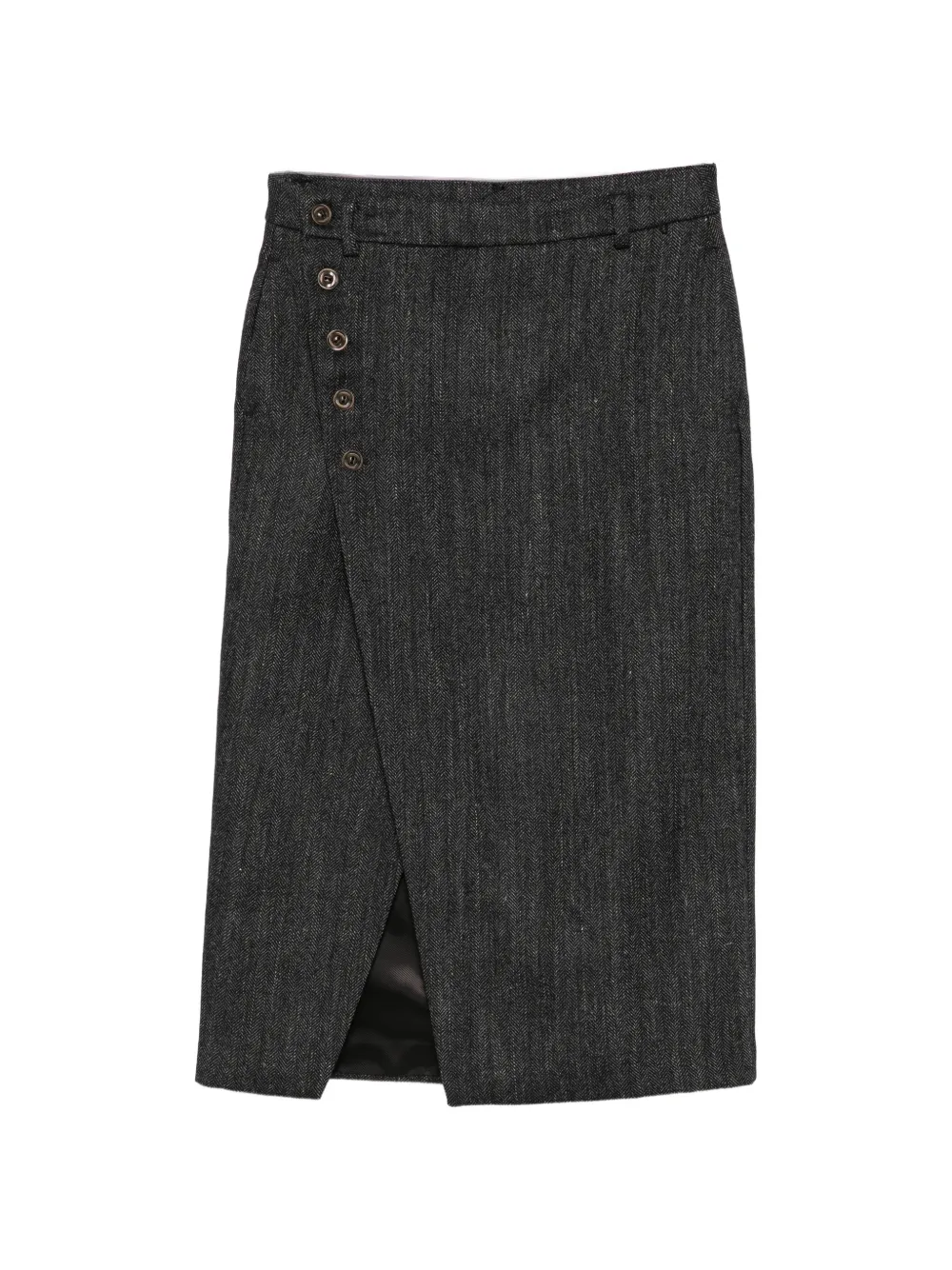 SOLOTRE herringbone button-fastening midi skirt - Gris SOLOTRE herringbone button-fastening midi skirt - Gris