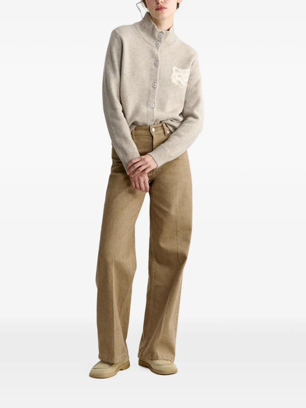 Maison Kitsuné high-neck cardigan Grijs