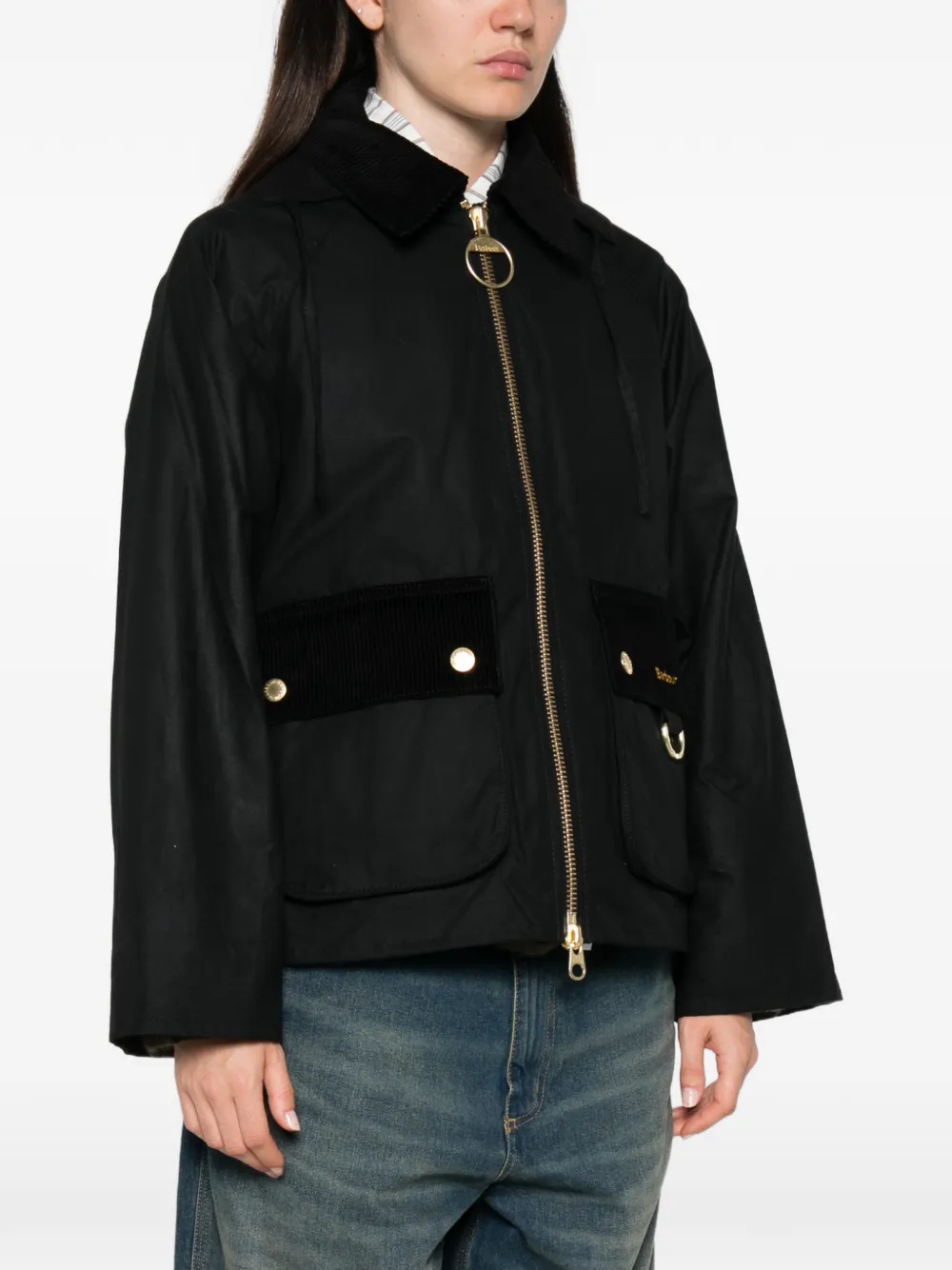 Barbour Carville jack met capuchon Zwart