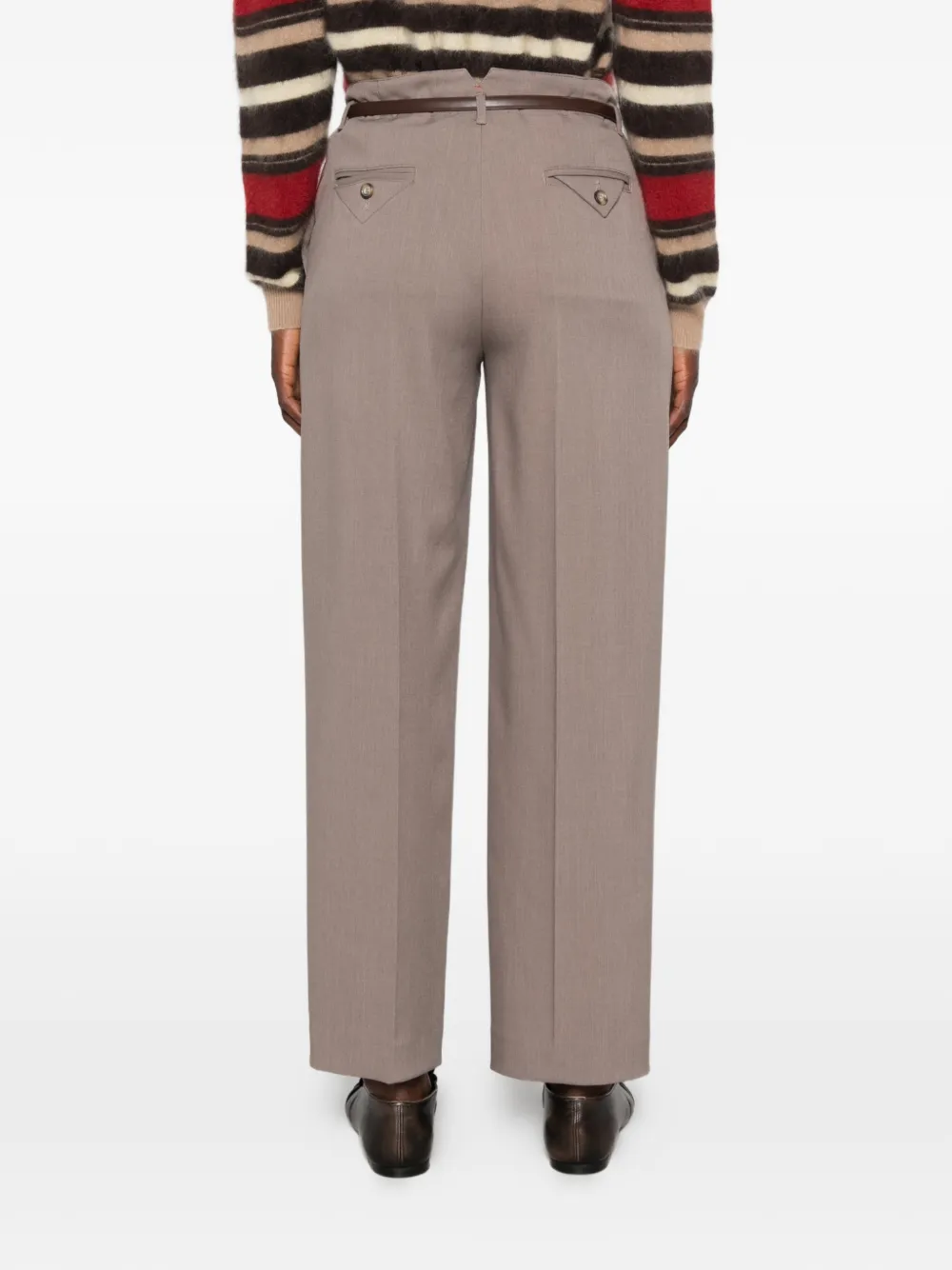 SOLOTRE Geplooide broek met ceintuur Grijs