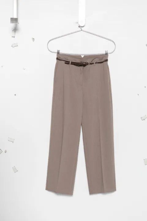 SOLOTRE belted pressed-crease trousers