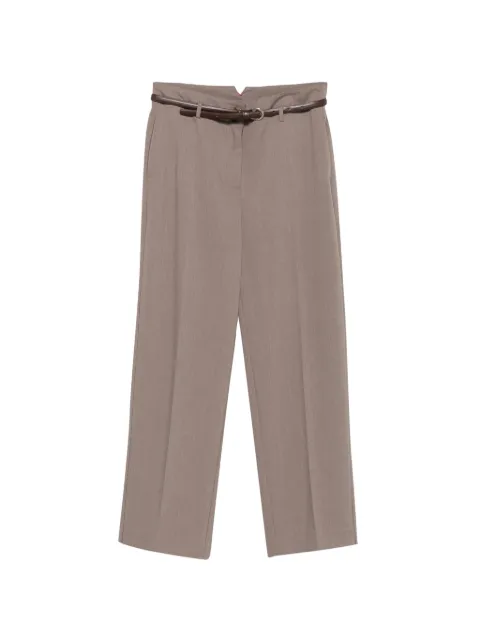 SOLOTRE belted pressed-crease trousers