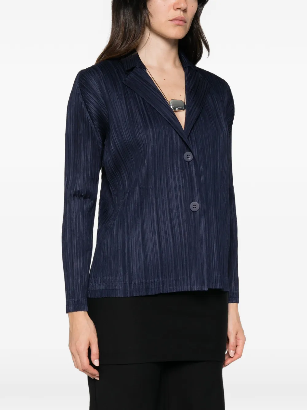 Pleats Please Issey Miyake Jack met gekerfde revers en plooien Blauw