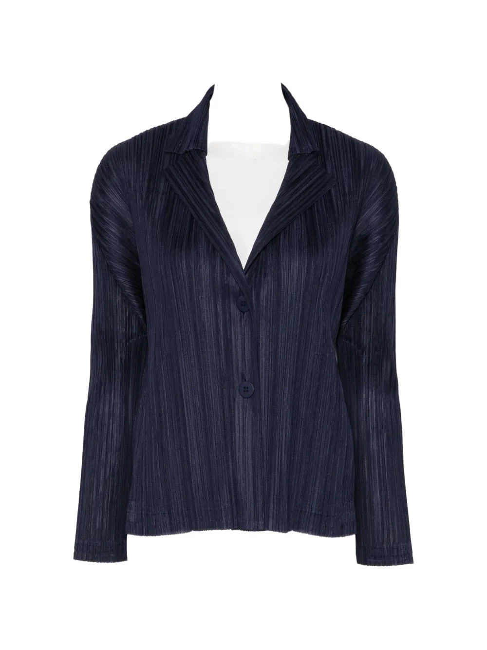Pleats Please Issey Miyake pleated notch-lapel jacket - Blu