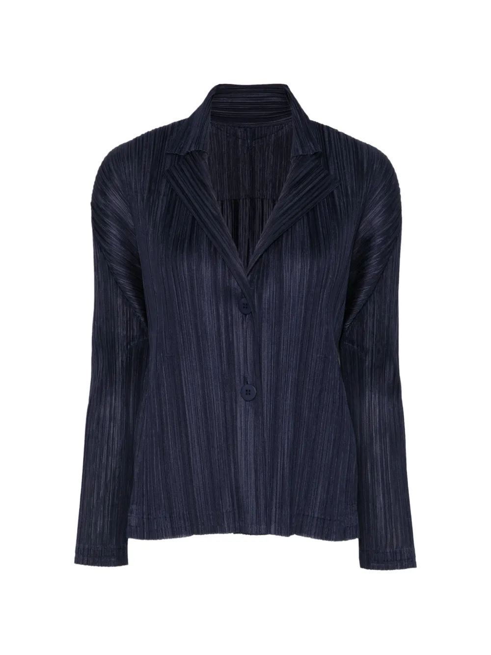 Pleats Please Issey Miyake pleated notch-lapel jacket - Bleu