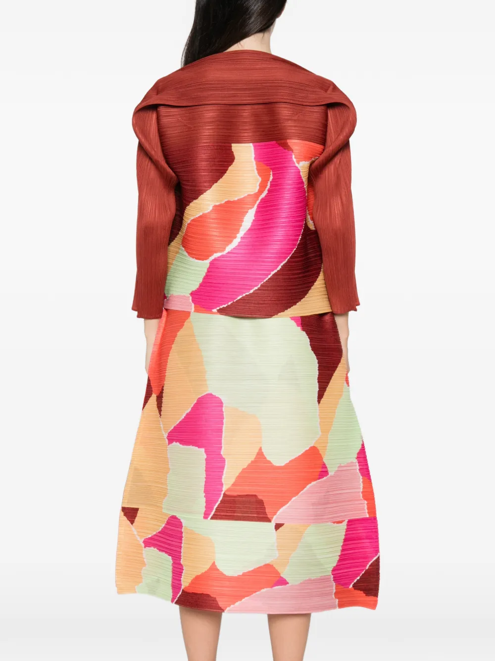 Pleats Please Issey Miyake Top met abstracte print en plooien Bruin