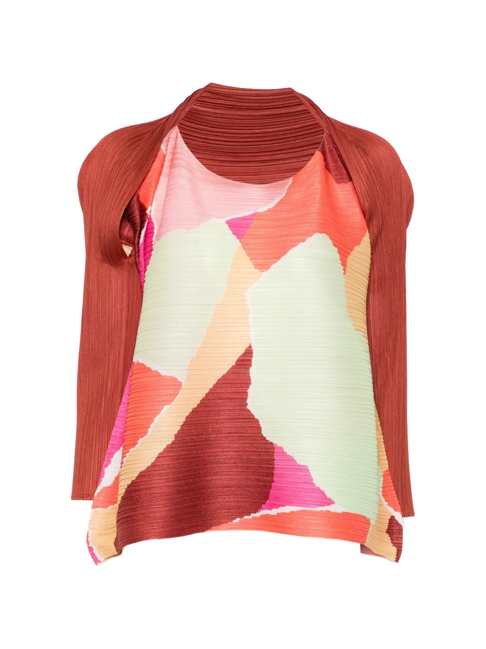 Pleats Please Issey Miyake pleated abstract-print top