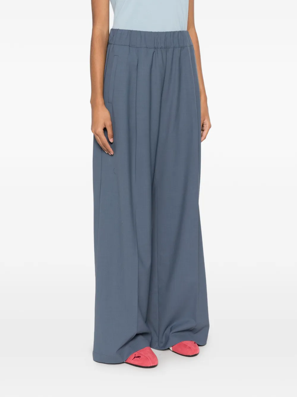 Semicouture pleated palazzo pants Blauw