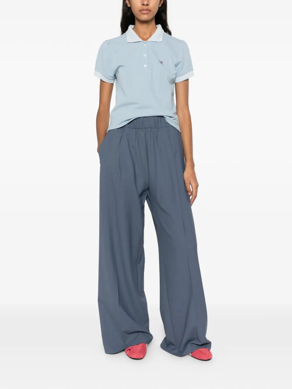 Semicouture pleated palazzo pants Blauw